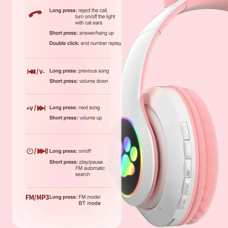 Yeni STN-28 Kablosuz Kulaklık  - Cat Ear Bluetooth Headset Led incelemesi ve fiyatı