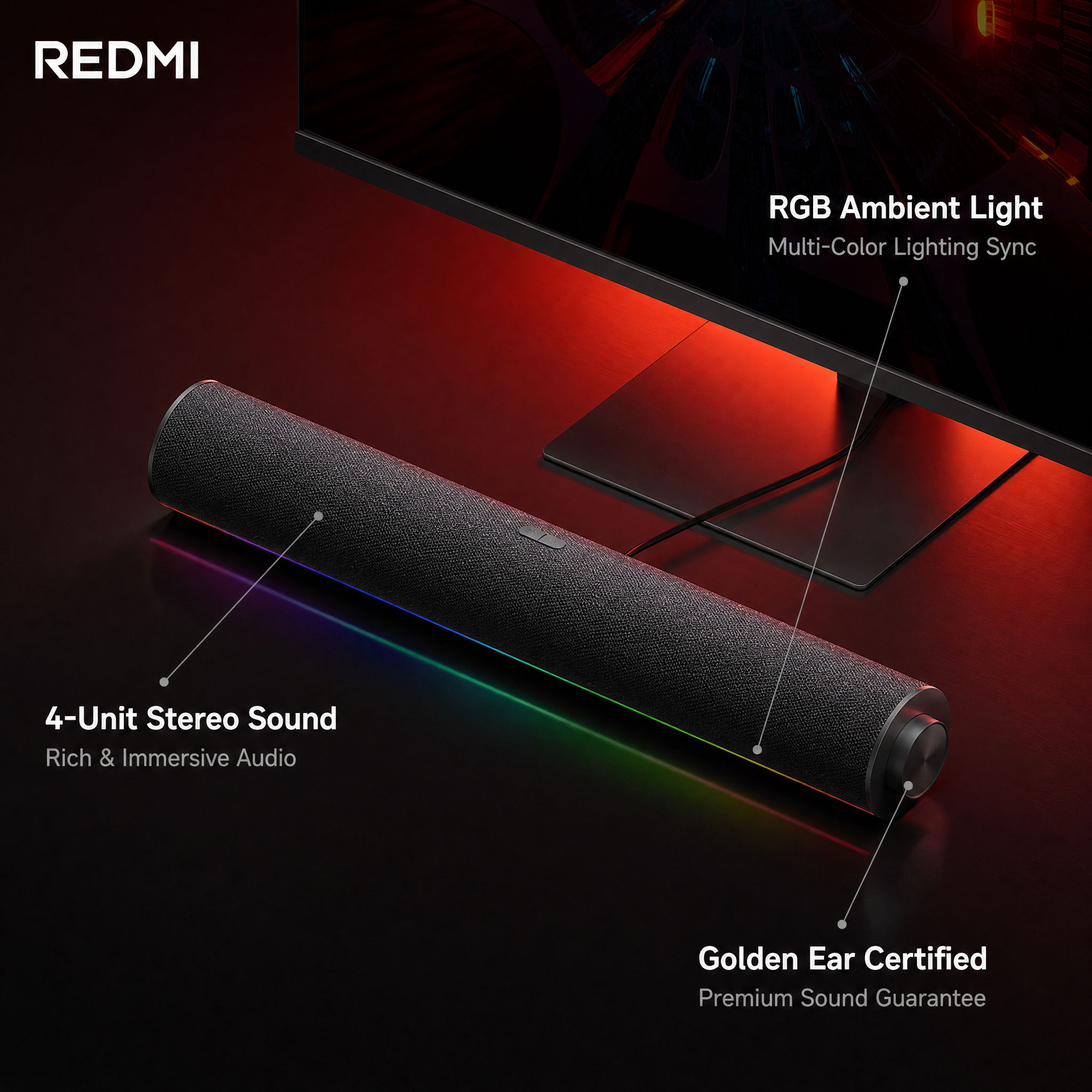 Orijinal Xiaomi Redmi PC Hopar - Rgb Computer Soundbar For Pc incelemesi ve fiyatı