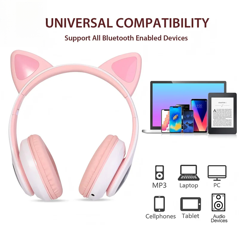 T28 Kablosuz Bluetooth Kulaklı - Cat Ear Bluetooth Headset Led incelemesi ve fiyatı